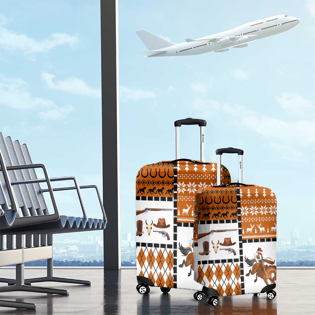 Horse Cowboy Merry Christmas Design Luggage Cover Funny Xmas Holiday Patterns - Wonder Print Shop