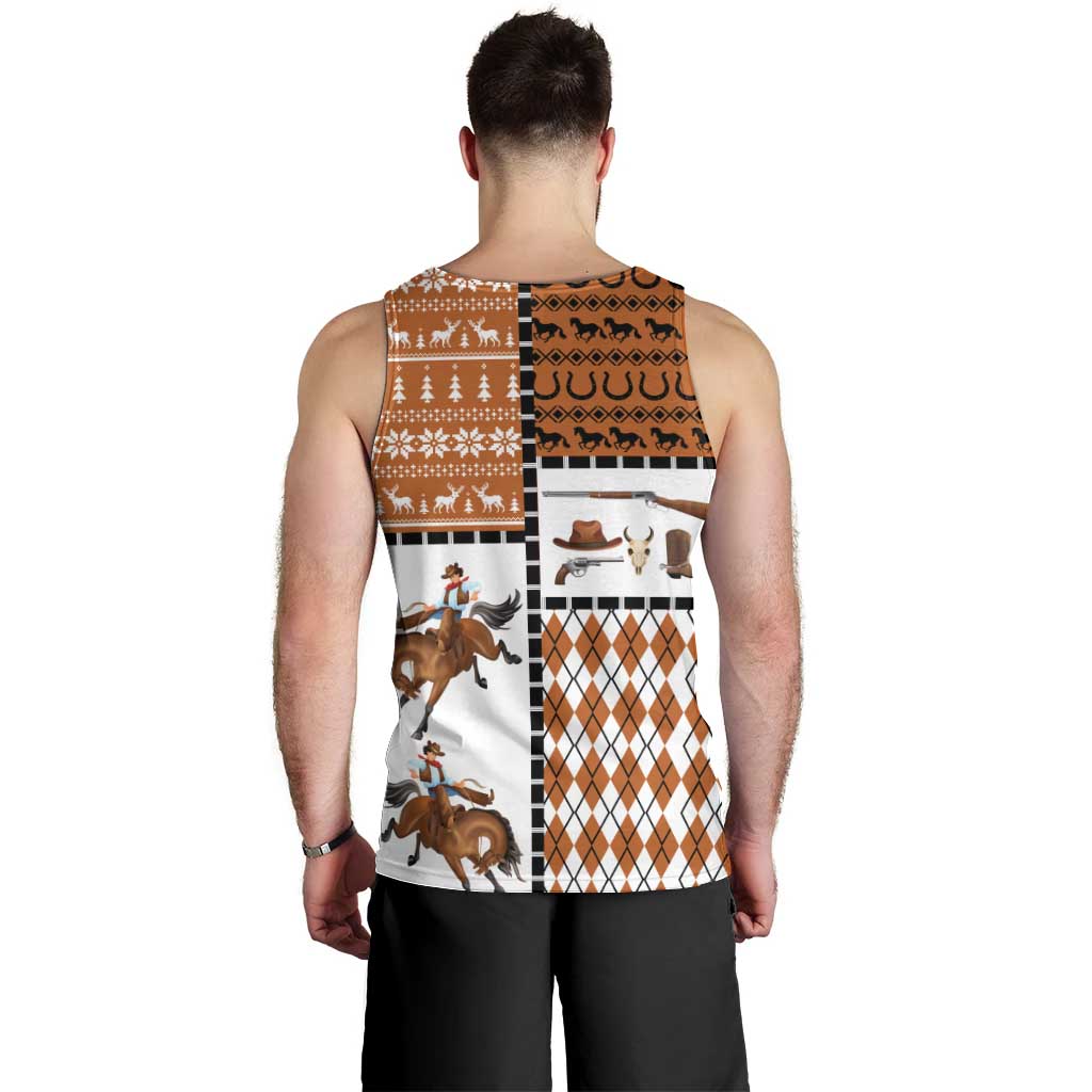 Horse Cowboy Merry Christmas Design Men Tank Top Funny Xmas Holiday Patterns - Wonder Print Shop