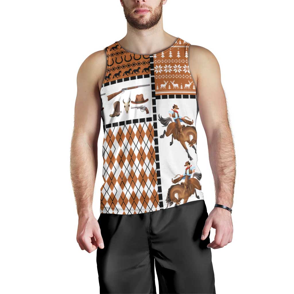 Horse Cowboy Merry Christmas Design Men Tank Top Funny Xmas Holiday Patterns - Wonder Print Shop