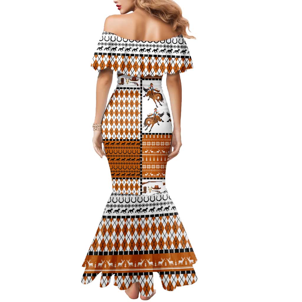 Horse Cowboy Merry Christmas Design Mermaid Dress Funny Xmas Holiday Patterns - Wonder Print Shop