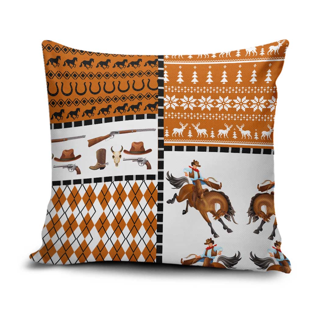 Horse Cowboy Merry Christmas Design Pillow Cover Funny Xmas Holiday Patterns - Wonder Print Shop