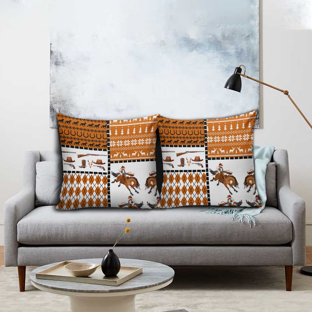 Horse Cowboy Merry Christmas Design Pillow Cover Funny Xmas Holiday Patterns - Wonder Print Shop