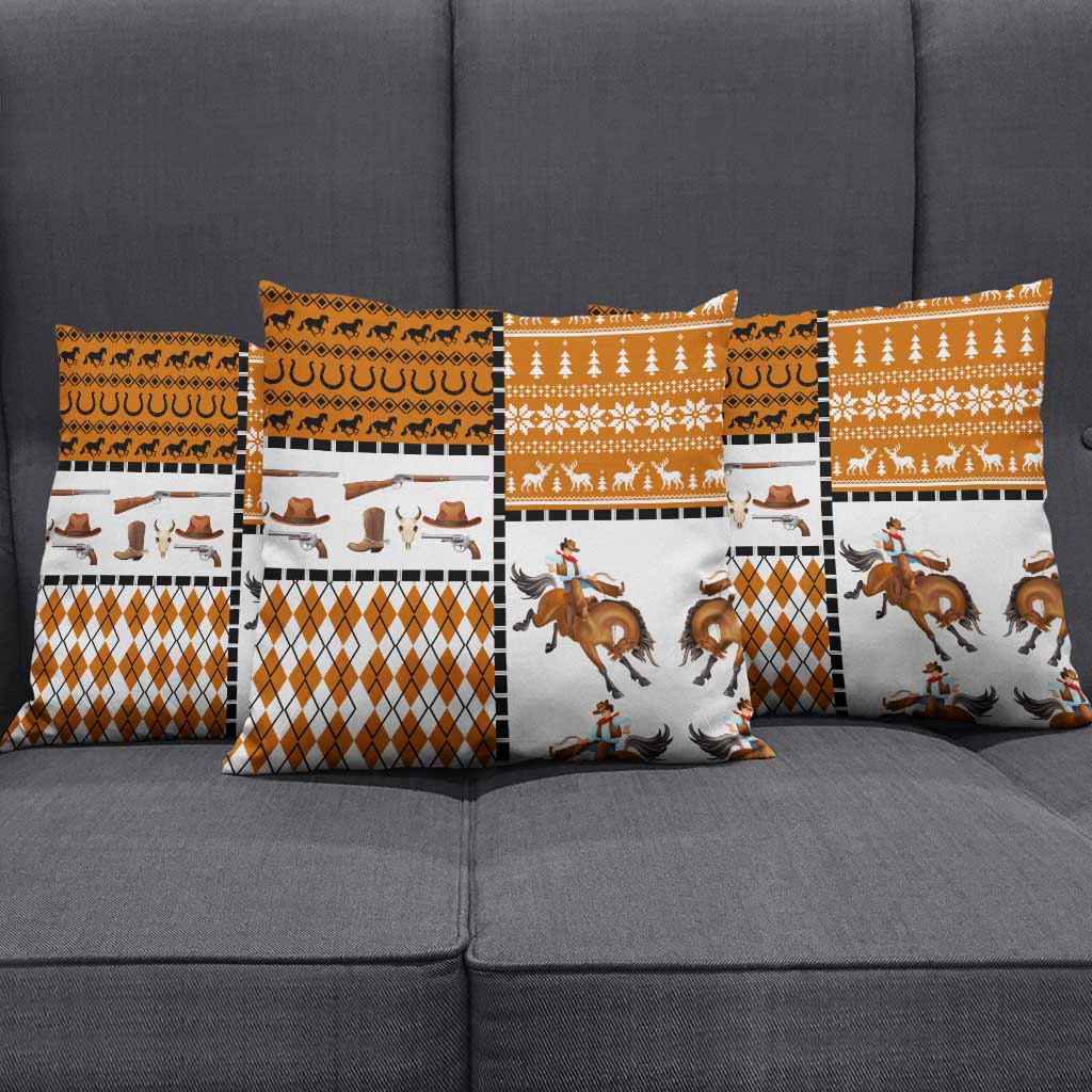 Horse Cowboy Merry Christmas Design Pillow Cover Funny Xmas Holiday Patterns - Wonder Print Shop
