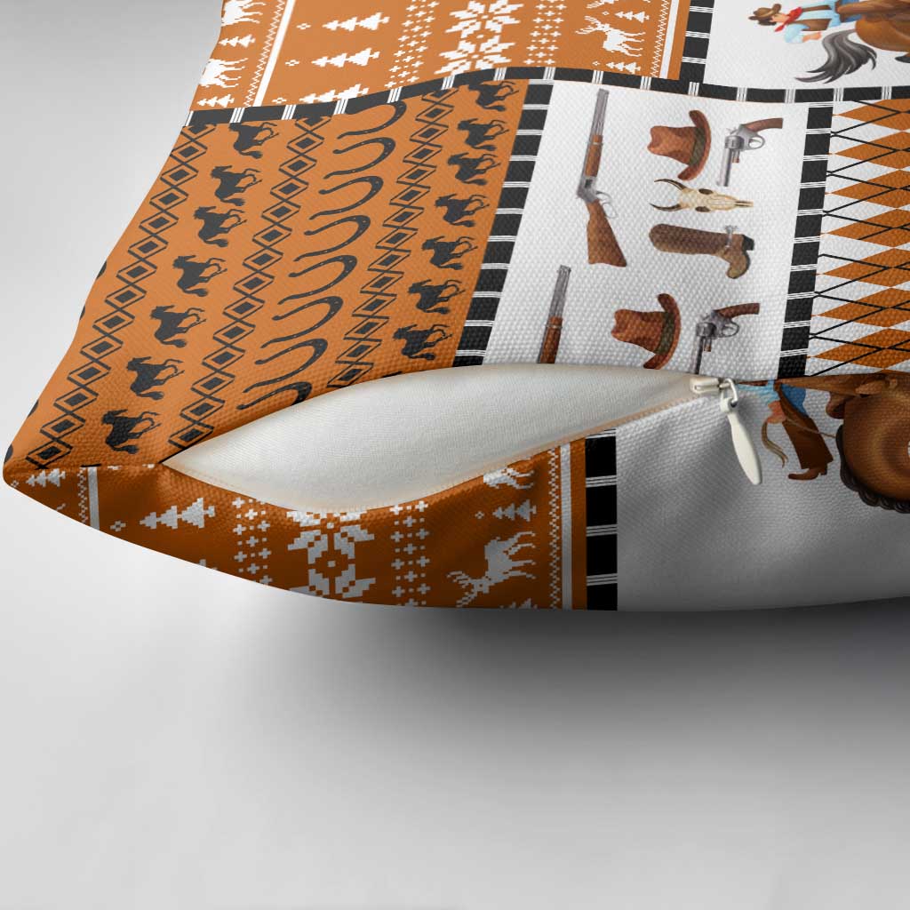 Horse Cowboy Merry Christmas Design Pillow Cover Funny Xmas Holiday Patterns - Wonder Print Shop