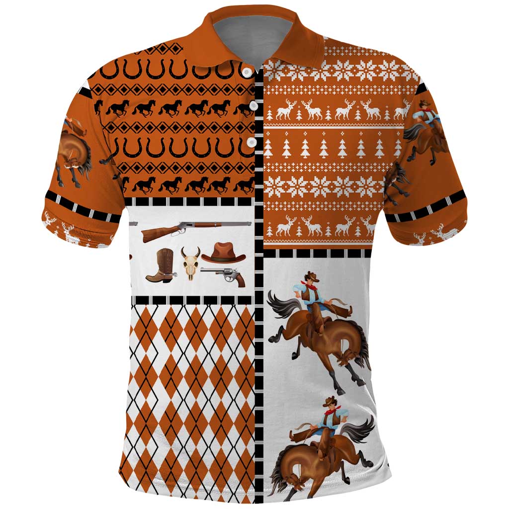 Horse Cowboy Merry Christmas Design Polo Shirt Funny Xmas Holiday Patterns - Wonder Print Shop
