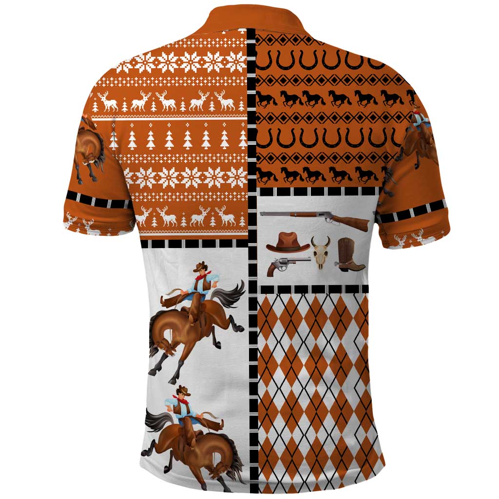 Horse Cowboy Merry Christmas Design Polo Shirt Funny Xmas Holiday Patterns - Wonder Print Shop