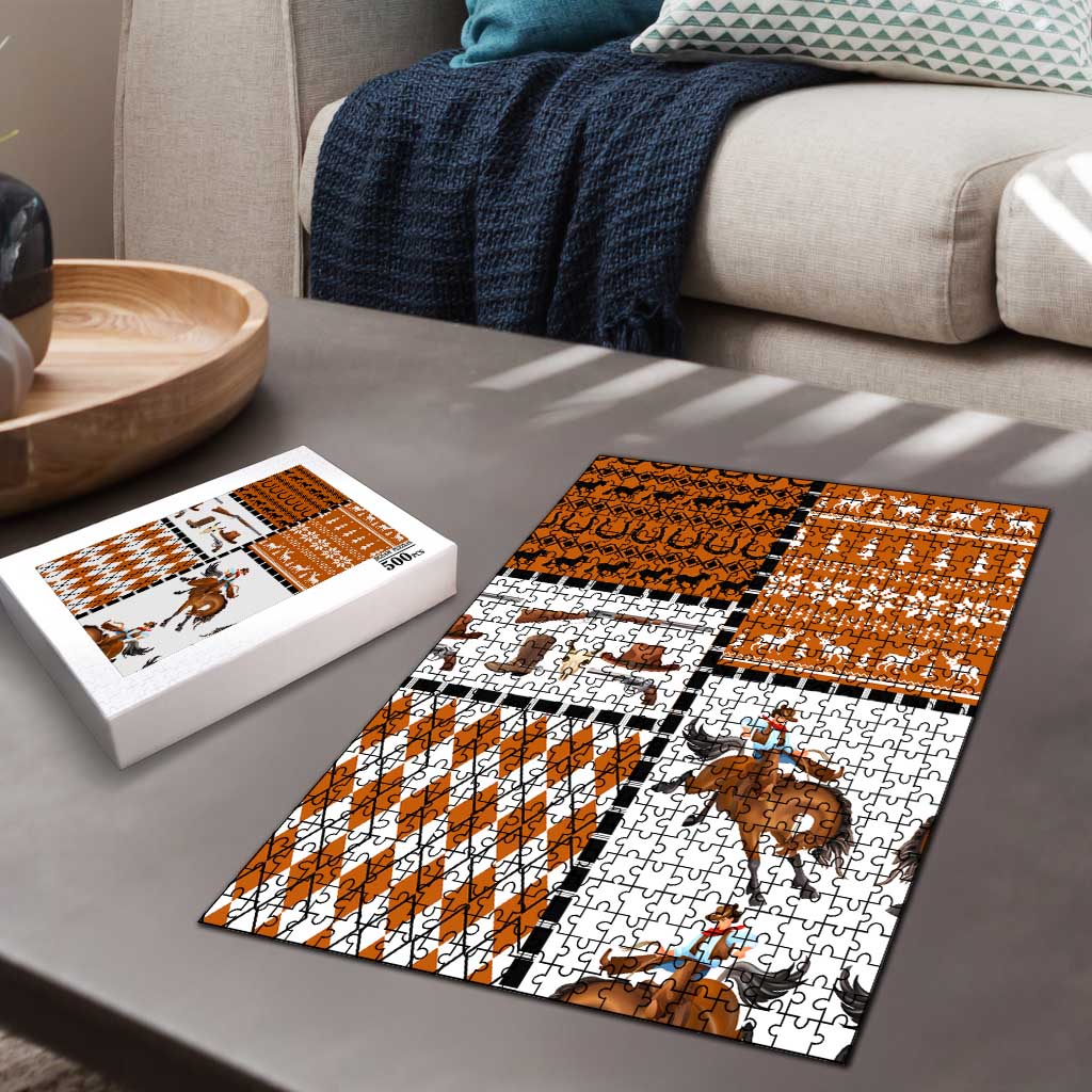 Horse Cowboy Merry Christmas Design Puzzle Funny Xmas Holiday Patterns - Wonder Print Shop