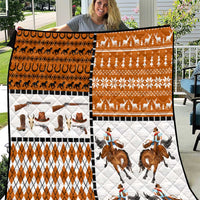 Horse Cowboy Merry Christmas Design Quilt Funny Xmas Holiday Patterns - Wonder Print Shop