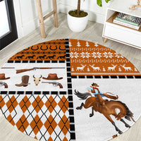 Horse Cowboy Merry Christmas Design Round Carpet Funny Xmas Holiday Patterns - Wonder Print Shop