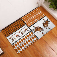 Horse Cowboy Merry Christmas Design Rubber Doormat Funny Xmas Holiday Patterns - Wonder Print Shop
