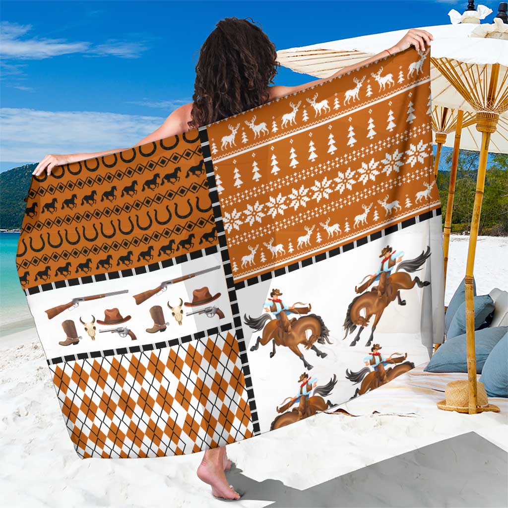 Horse Cowboy Merry Christmas Design Sarong Funny Xmas Holiday Patterns - Wonder Print Shop