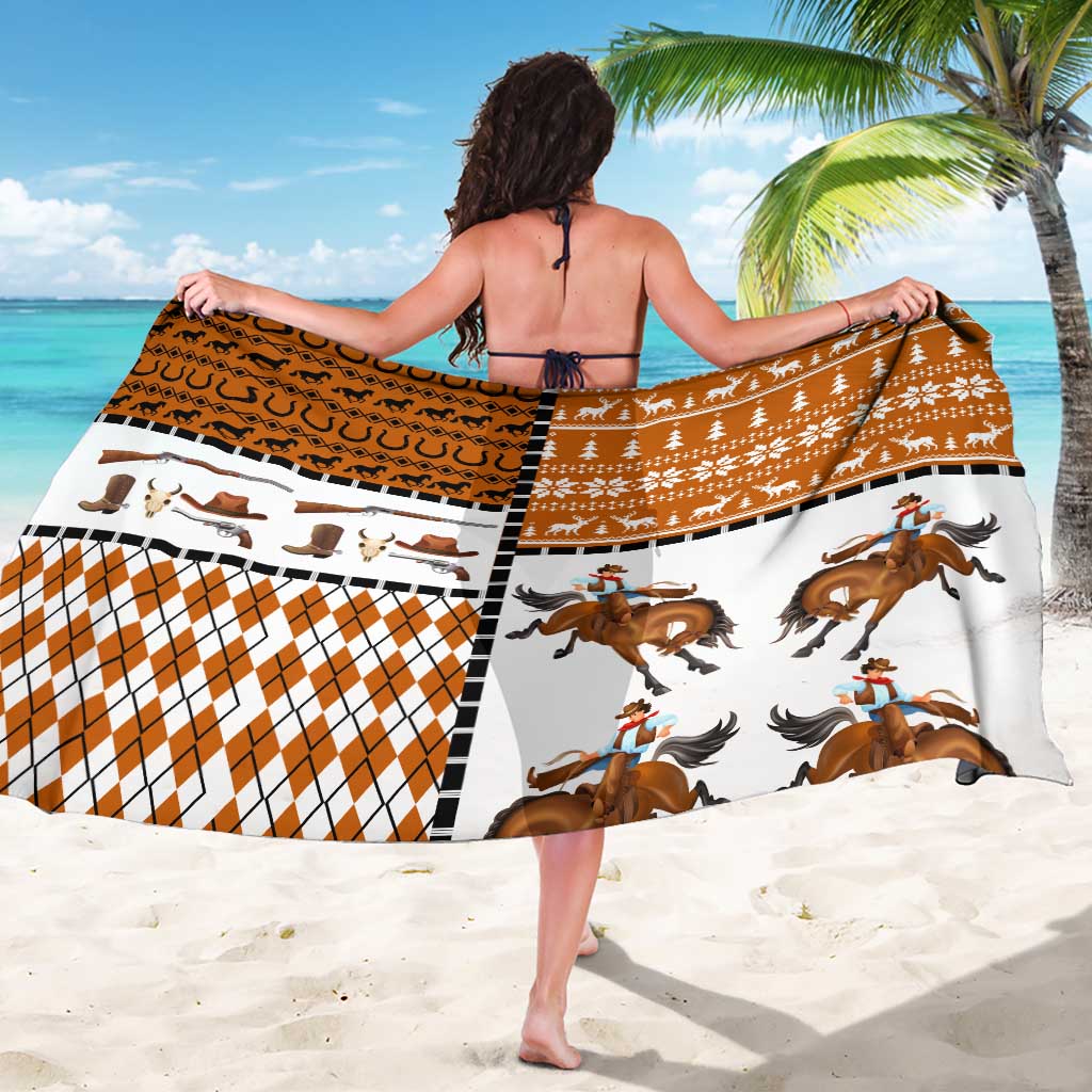 Horse Cowboy Merry Christmas Design Sarong Funny Xmas Holiday Patterns - Wonder Print Shop