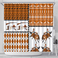 Horse Cowboy Merry Christmas Design Shower Curtain Funny Xmas Holiday Patterns - Wonder Print Shop