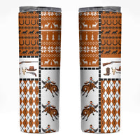 Horse Cowboy Merry Christmas Design Skinny Tumbler Funny Xmas Holiday Patterns - Wonder Print Shop