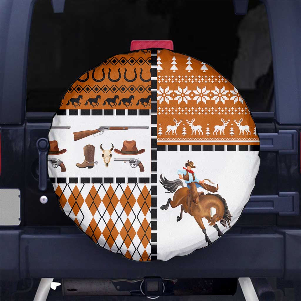 Horse Cowboy Merry Christmas Design Spare Tire Cover Funny Xmas Holiday Patterns - Wonder Print Shop