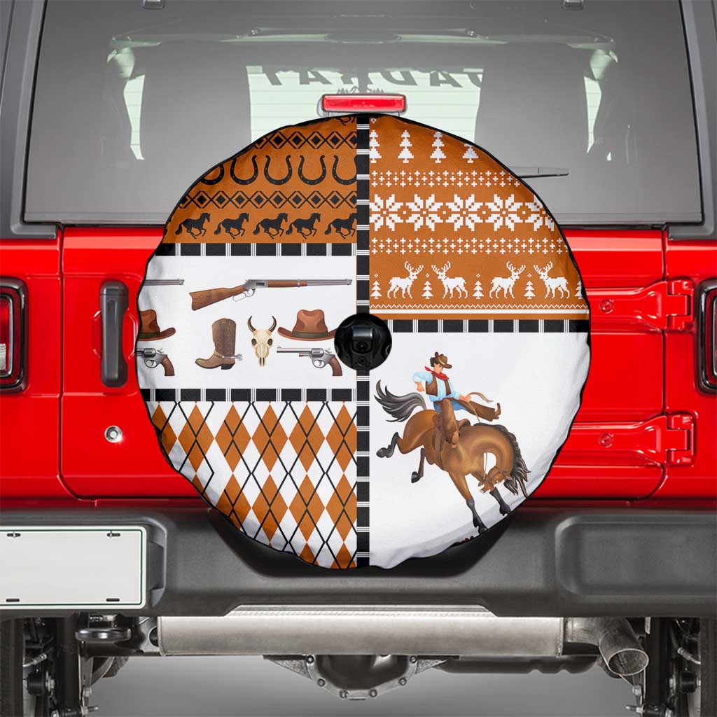 Horse Cowboy Merry Christmas Design Spare Tire Cover Funny Xmas Holiday Patterns - Wonder Print Shop