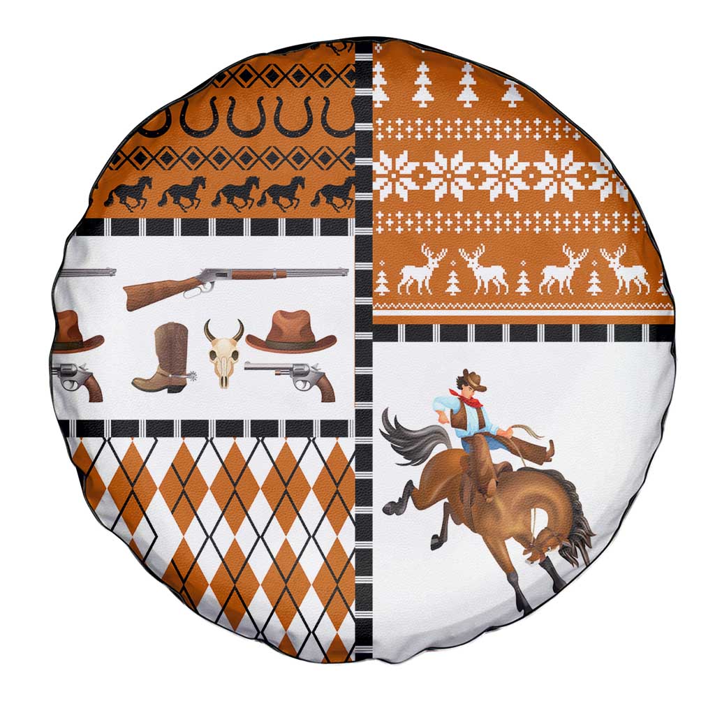Horse Cowboy Merry Christmas Design Spare Tire Cover Funny Xmas Holiday Patterns - Wonder Print Shop