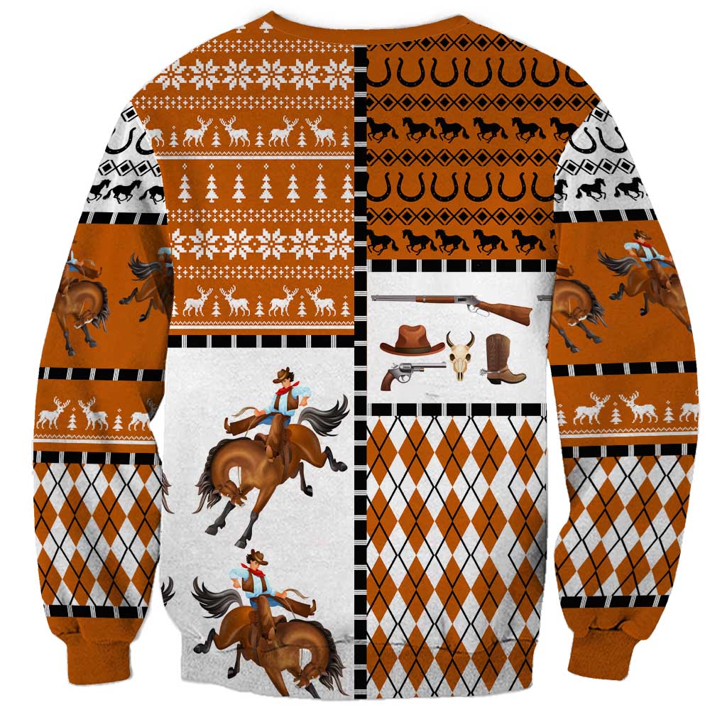 Horse Cowboy Merry Christmas Design Sweatshirt Funny Xmas Holiday Patterns - Wonder Print Shop
