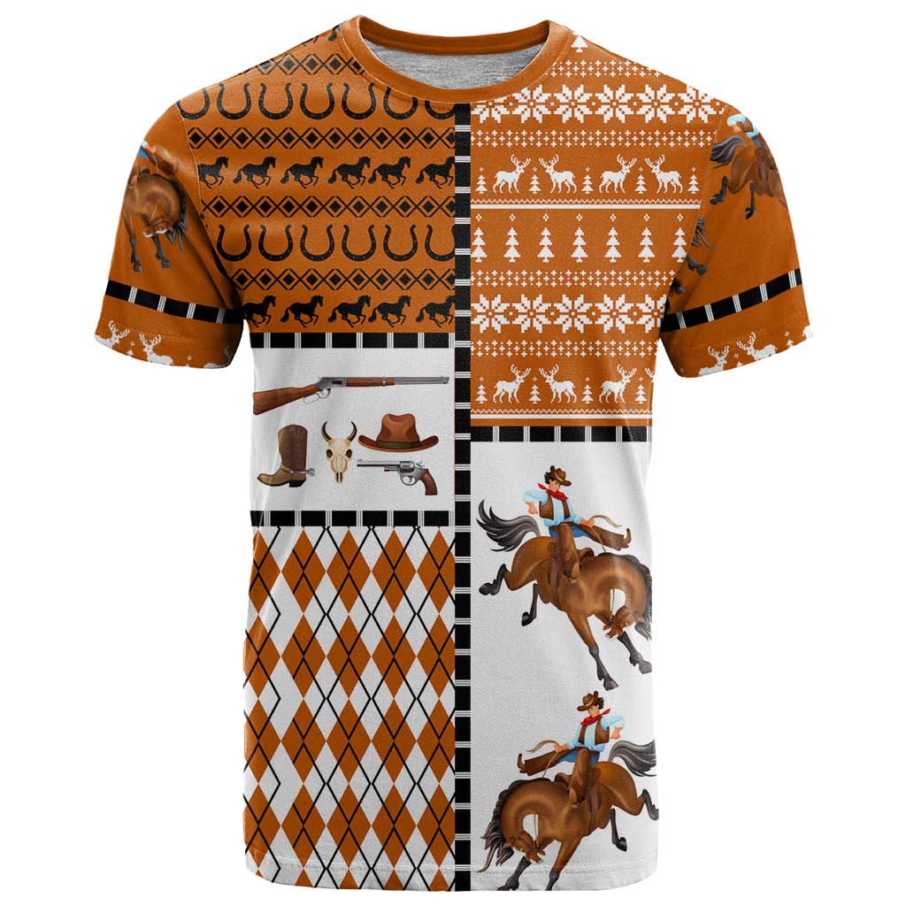 Horse Cowboy Merry Christmas Design T Shirt Funny Xmas Holiday Patterns - Wonder Print Shop
