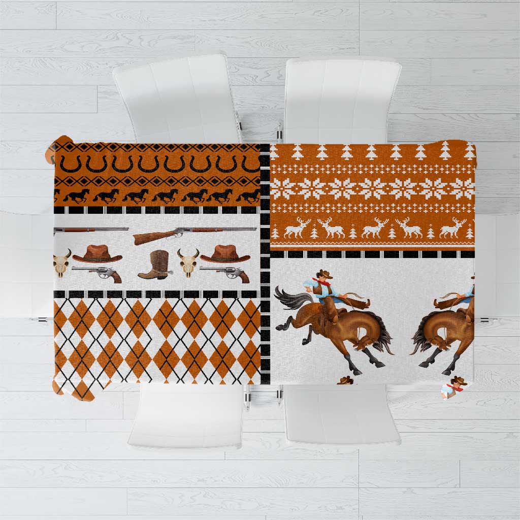 Horse Cowboy Merry Christmas Design Tablecloth Funny Xmas Holiday Patterns - Wonder Print Shop