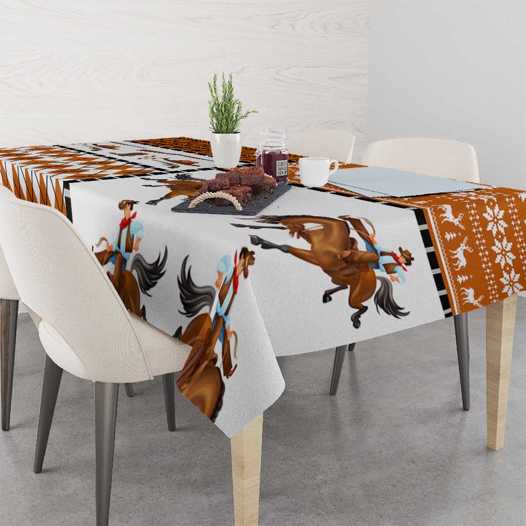 Horse Cowboy Merry Christmas Design Tablecloth Funny Xmas Holiday Patterns - Wonder Print Shop