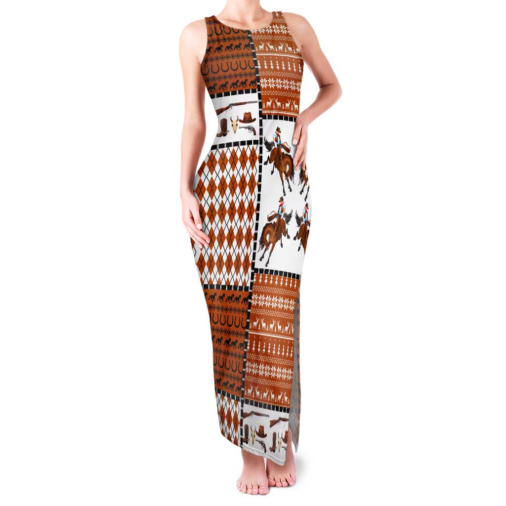 Horse Cowboy Merry Christmas Design Tank Maxi Dress Funny Xmas Holiday Patterns - Wonder Print Shop