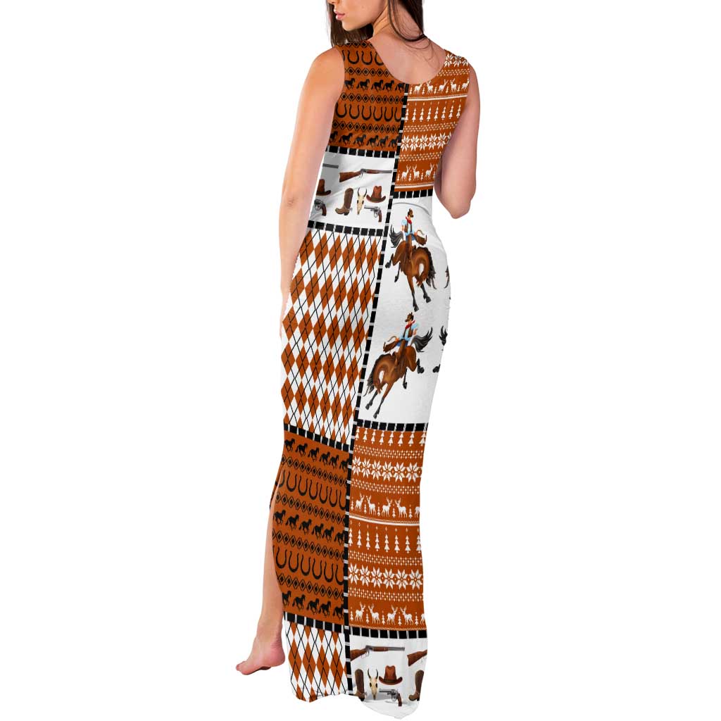 Horse Cowboy Merry Christmas Design Tank Maxi Dress Funny Xmas Holiday Patterns - Wonder Print Shop