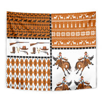 Horse Cowboy Merry Christmas Design Tapestry Funny Xmas Holiday Patterns - Wonder Print Shop