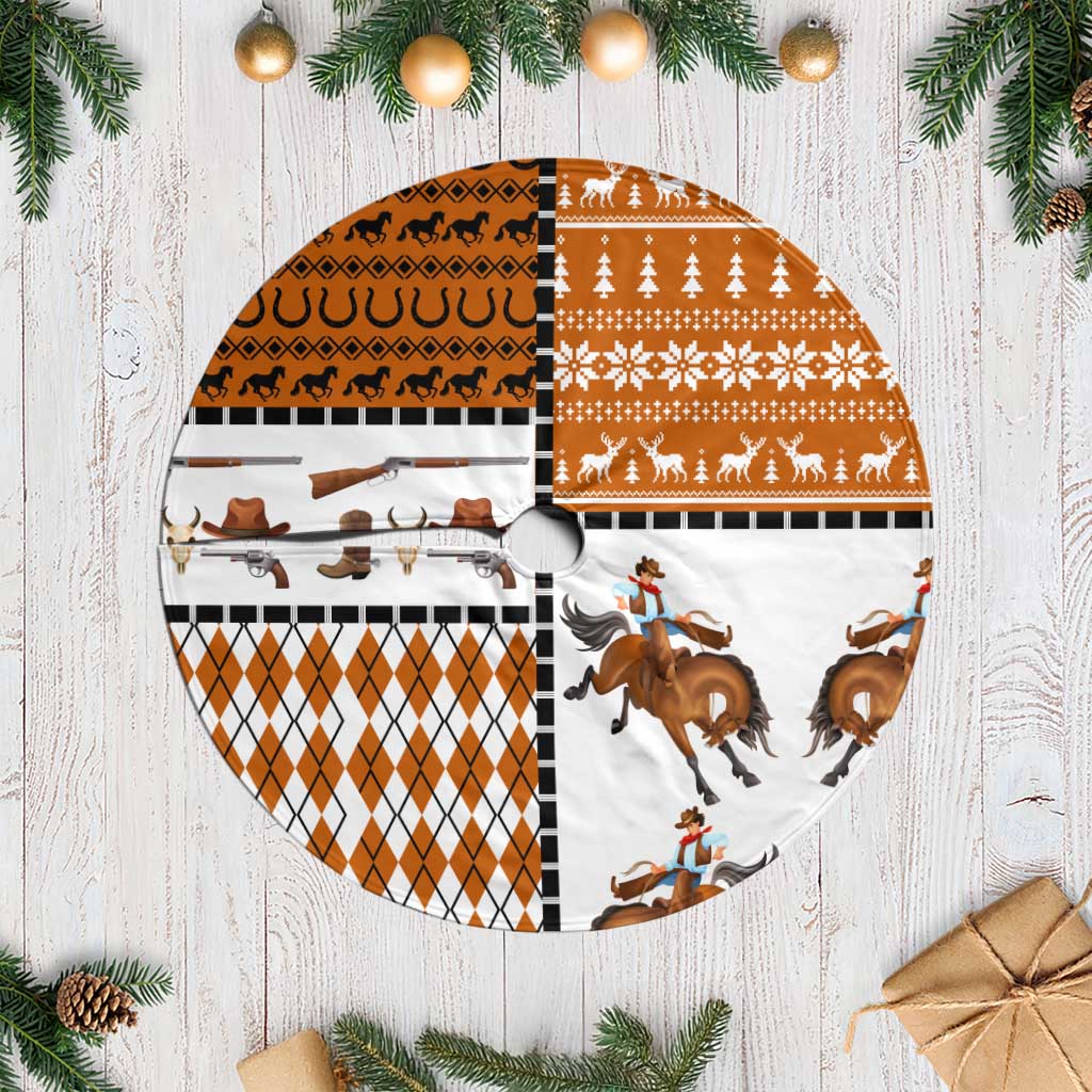 Horse Cowboy Merry Christmas Design Tree Skirt Funny Xmas Holiday Patterns - Wonder Print Shop