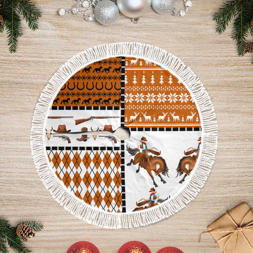 Horse Cowboy Merry Christmas Design Tree Skirt Funny Xmas Holiday Patterns - Wonder Print Shop