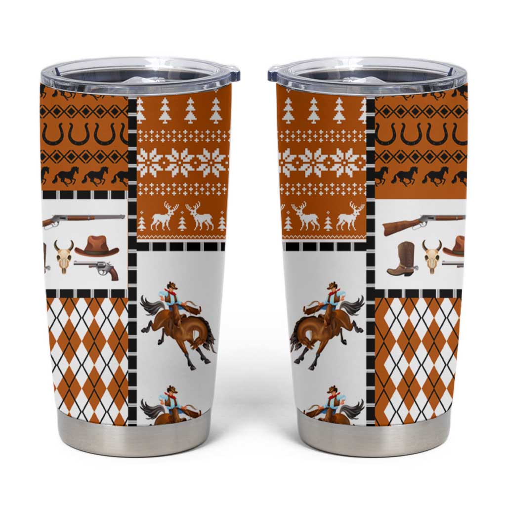 Horse Cowboy Merry Christmas Design Tumbler Cup Funny Xmas Holiday Patterns - Wonder Print Shop