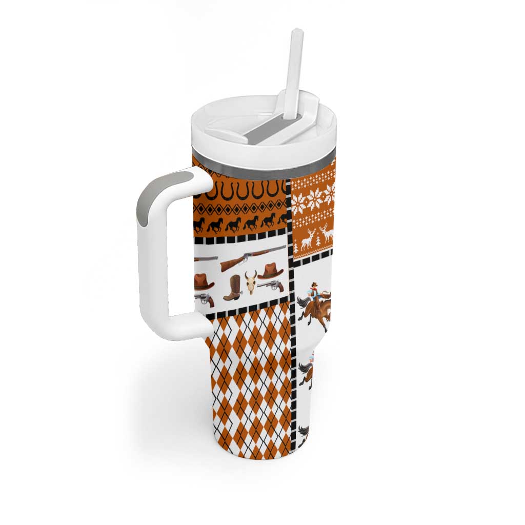Horse Cowboy Merry Christmas Design Tumbler With Handle Funny Xmas Holiday Patterns - Wonder Print Shop