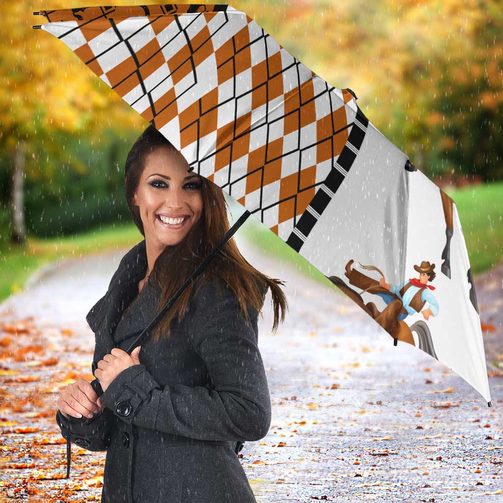 Horse Cowboy Merry Christmas Design Umbrella Funny Xmas Holiday Patterns - Wonder Print Shop