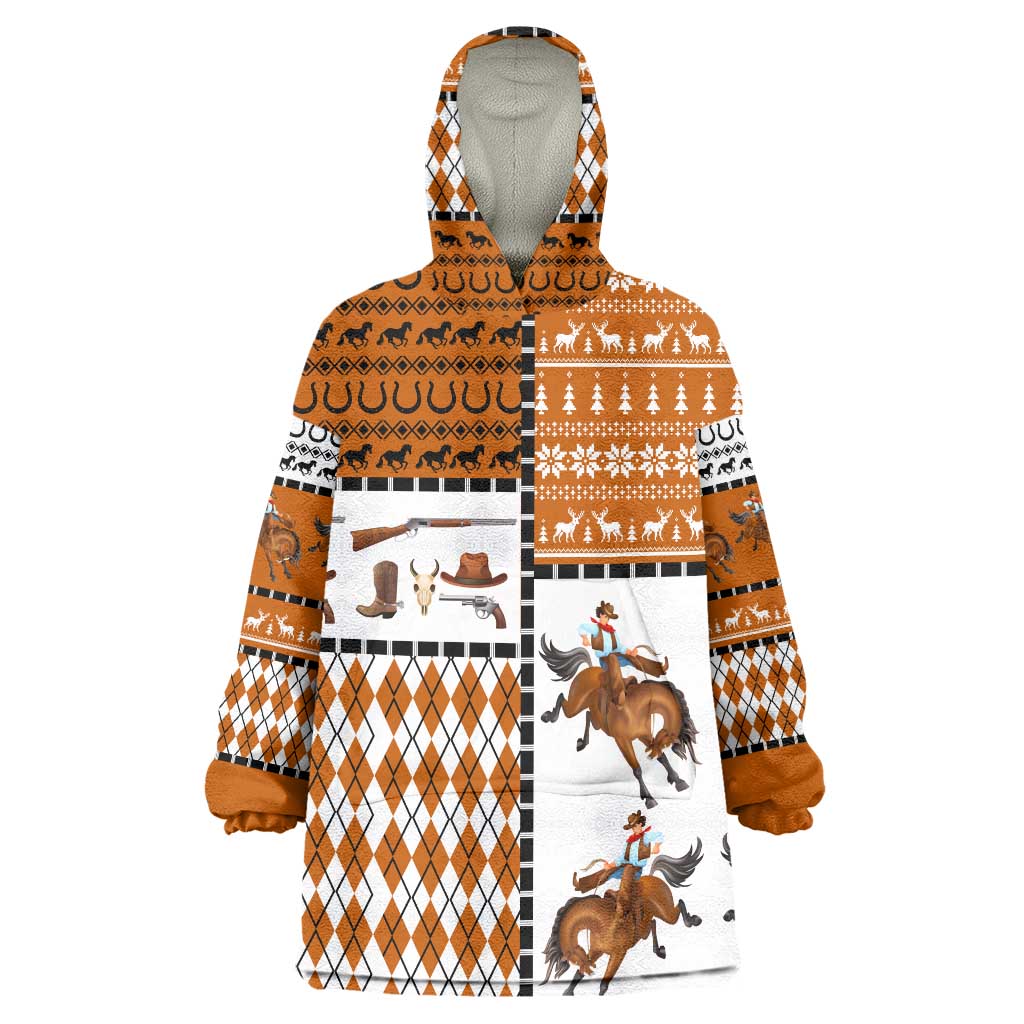 Horse Cowboy Merry Christmas Design Wearable Blanket Hoodie Funny Xmas Holiday Patterns - Wonder Print Shop