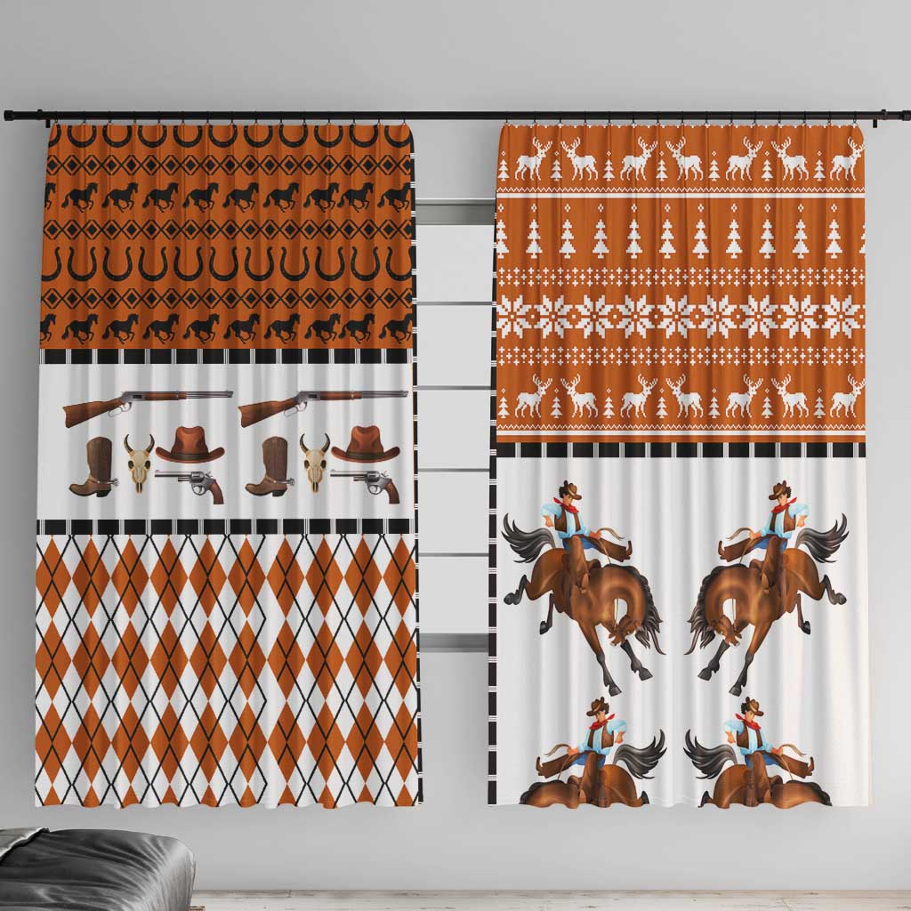 Horse Cowboy Merry Christmas Design Window Curtain Funny Xmas Holiday Patterns - Wonder Print Shop