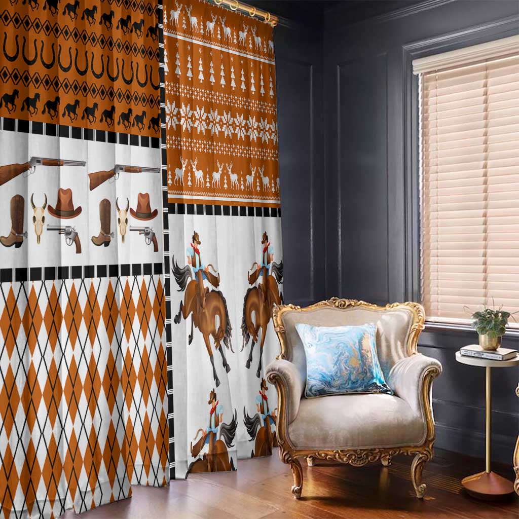 Horse Cowboy Merry Christmas Design Window Curtain Funny Xmas Holiday Patterns - Wonder Print Shop