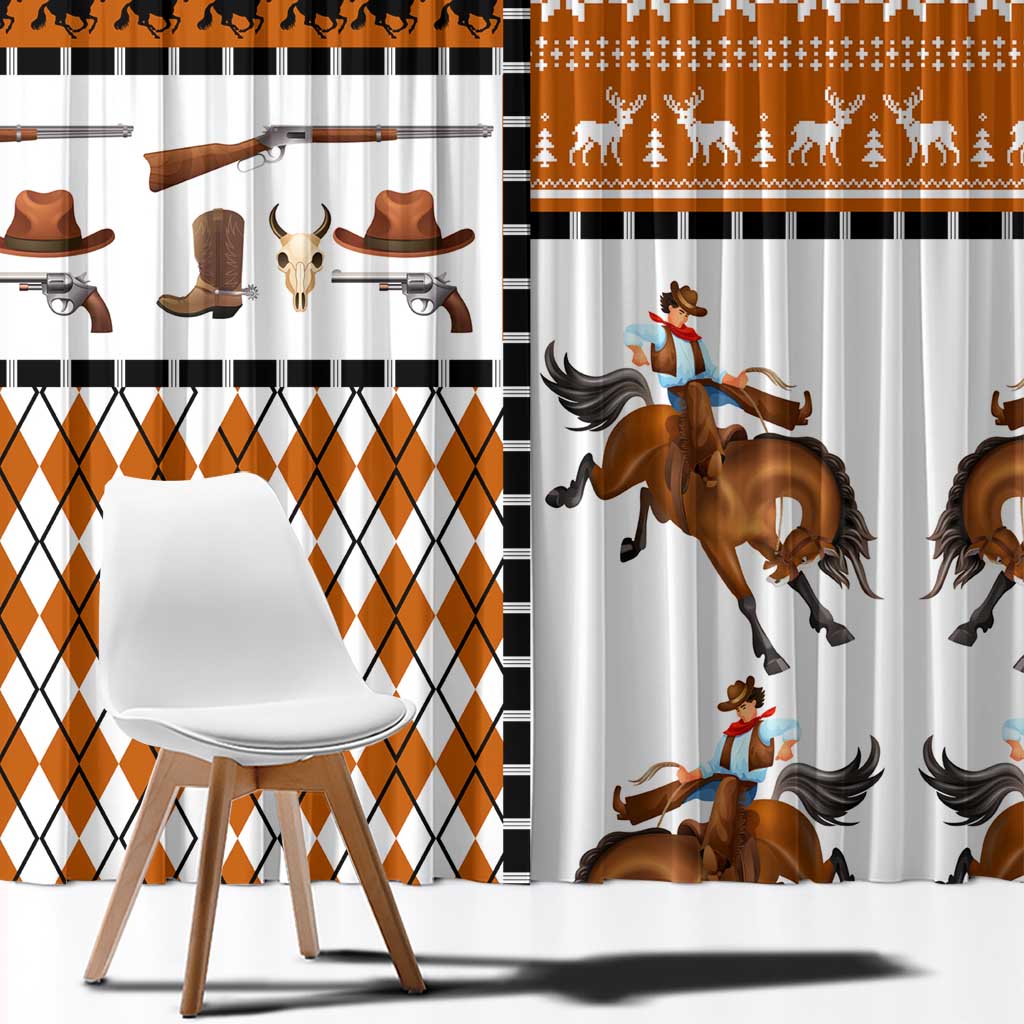 Horse Cowboy Merry Christmas Design Window Curtain Funny Xmas Holiday Patterns - Wonder Print Shop