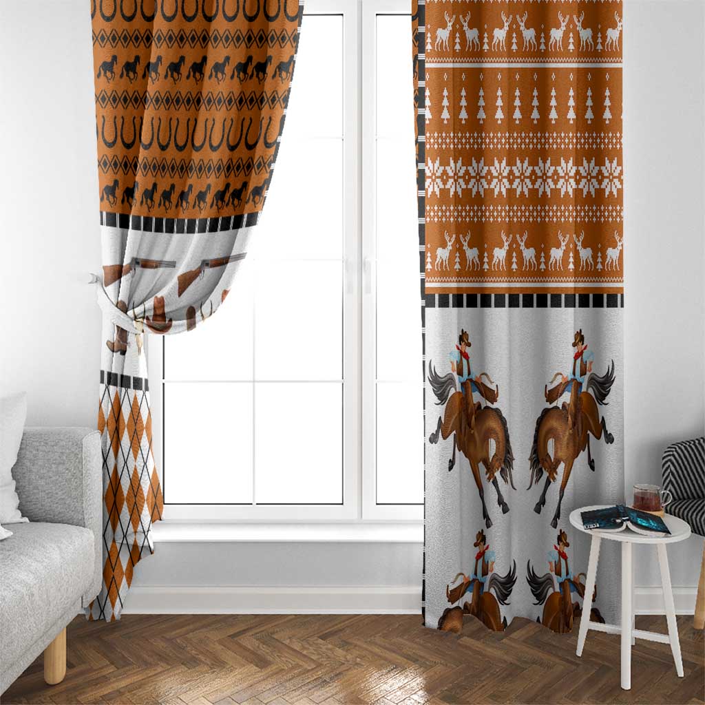 Horse Cowboy Merry Christmas Design Window Curtain Funny Xmas Holiday Patterns - Wonder Print Shop