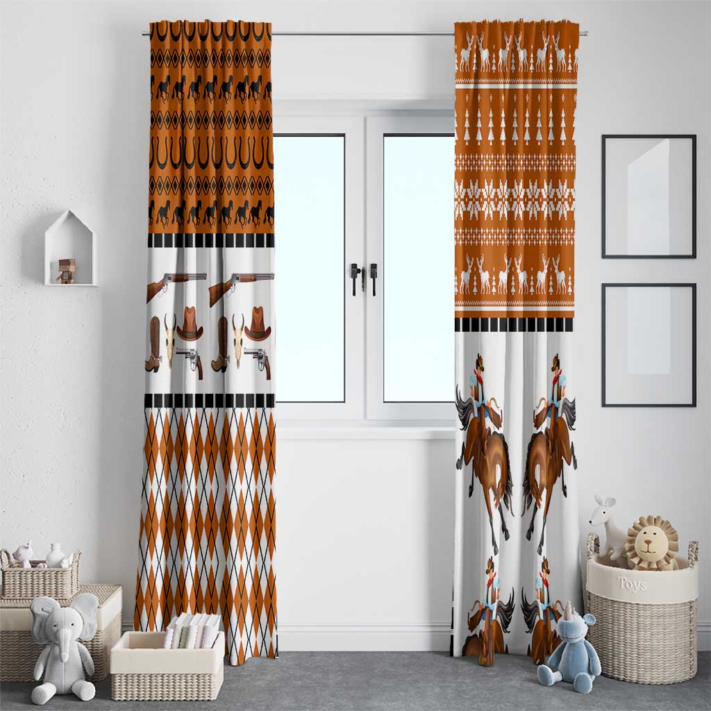 Horse Cowboy Merry Christmas Design Window Curtain Funny Xmas Holiday Patterns - Wonder Print Shop