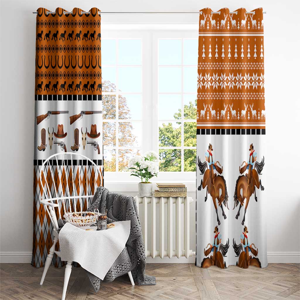 Horse Cowboy Merry Christmas Design Window Curtain Funny Xmas Holiday Patterns - Wonder Print Shop