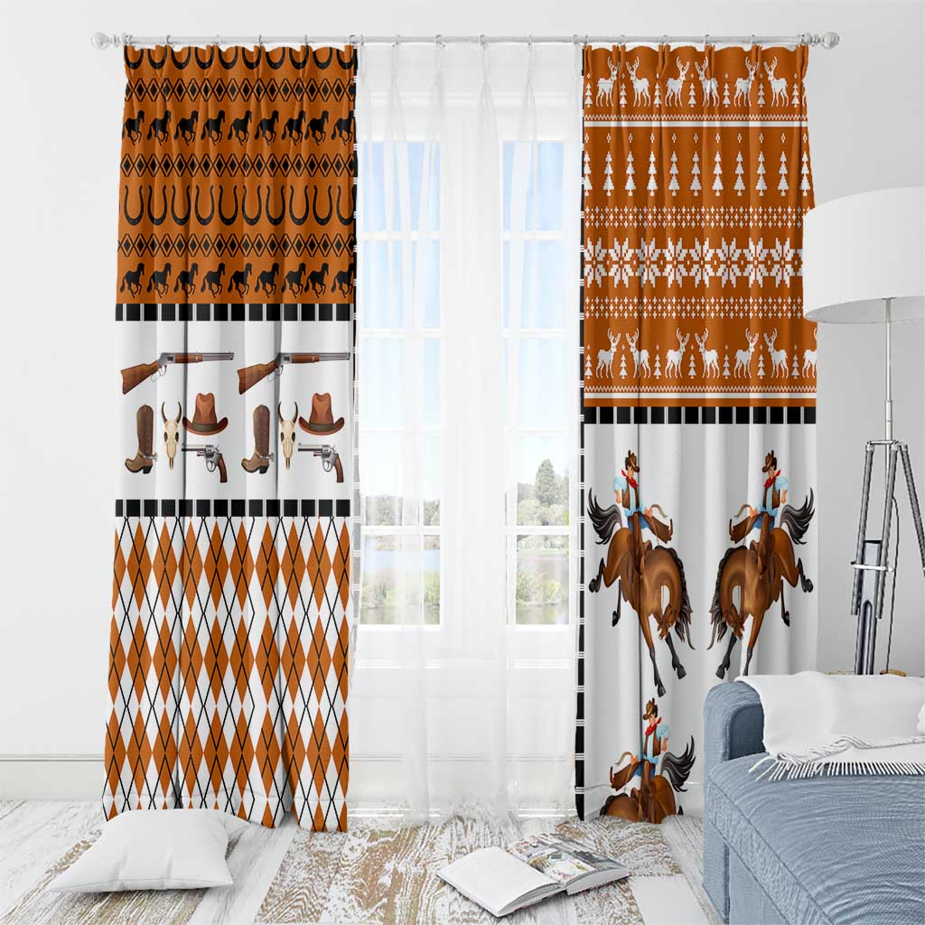 Horse Cowboy Merry Christmas Design Window Curtain Funny Xmas Holiday Patterns - Wonder Print Shop