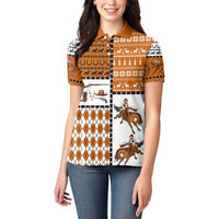 Horse Cowboy Merry Christmas Design Women Polo Shirt Funny Xmas Holiday Patterns - Wonder Print Shop