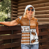 Horse Cowboy Merry Christmas Design Women Polo Shirt Funny Xmas Holiday Patterns - Wonder Print Shop