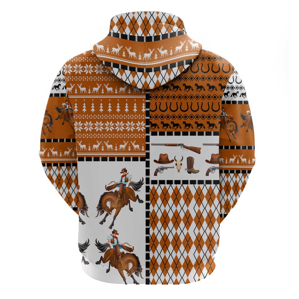 Horse Cowboy Merry Christmas Design Zip Hoodie Funny Xmas Holiday Patterns - Wonder Print Shop