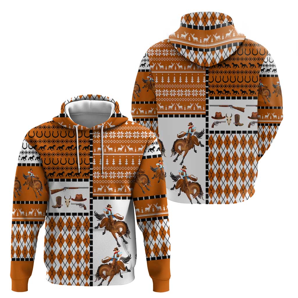 Horse Cowboy Merry Christmas Design Zip Hoodie Funny Xmas Holiday Patterns - Wonder Print Shop