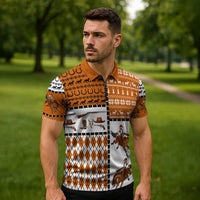 Horse Cowboy Merry Christmas Design Zipper Polo Shirt Funny Xmas Holiday Patterns - Wonder Print Shop