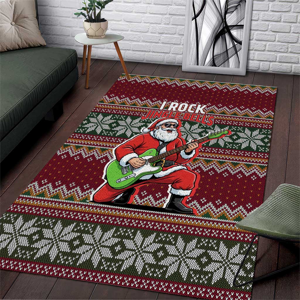 I Rock Jingle Bells Christmas Design Area Rug Funny Xmas Holiday Patterns - Wonder Print Shop