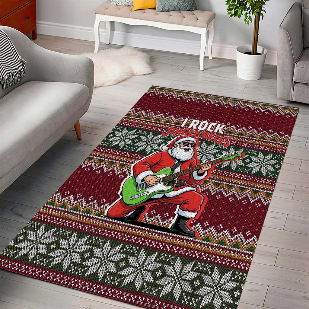 I Rock Jingle Bells Christmas Design Area Rug Funny Xmas Holiday Patterns - Wonder Print Shop