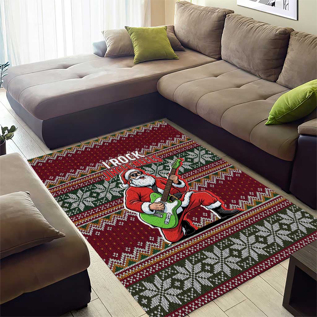 I Rock Jingle Bells Christmas Design Area Rug Funny Xmas Holiday Patterns - Wonder Print Shop