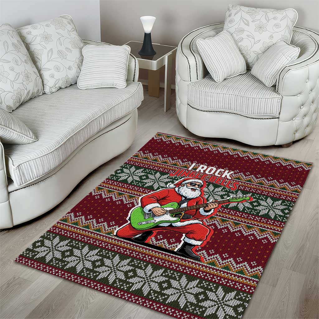 I Rock Jingle Bells Christmas Design Area Rug Funny Xmas Holiday Patterns - Wonder Print Shop